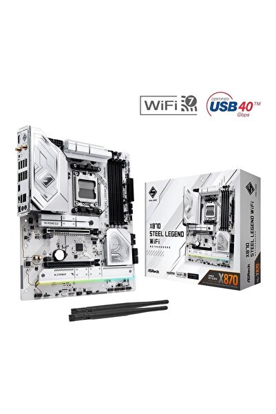 ASROCK X870 Steel Legend Wıfı Amd X870 Soket Am5 Ddr5 8000MHZ (Oc) M.2 Anakart
