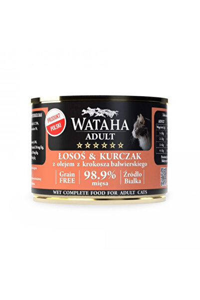 Wataha Conserva HUNT Pentru Pisica Adult, 98.9% Carne, Cu Somon Si Pui, 200g