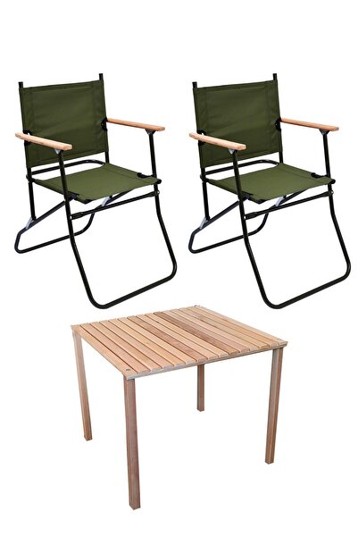 Exent 2 Adet 120 Kg kapasiteli Katlanır Kamp Sandalyesi ve 60 x 60 Kamp Masası-2-AS-6060