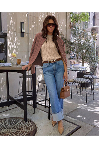 TRQOM Tricotat pentru femei, cu nasturi, cu mâneci lungi, cardigan casual, sc...