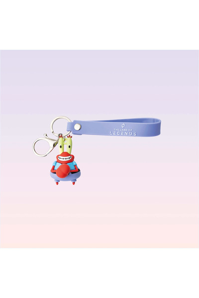 NİCKELODEON Sünger Bob Kare Pantolon Bay Yengeç Figürlü 3D Anahtarlık