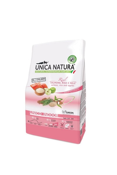 unica natura Unica Natura Indoor Cat Dry Food, with Salmon, Rice and Apples, 1.5kg