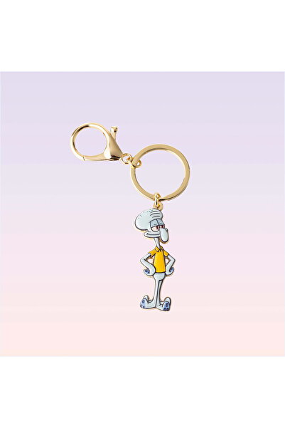NİCKELODEON Sünger Bob Kare Pantolon Squidward Figürlü Metal Anahtarlık