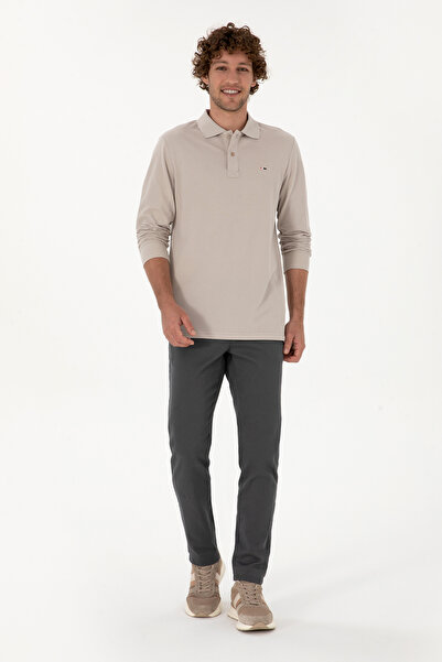 U.S. Polo Assn. Polo pentru bărbați, cu croială normală, cu guler, Stone basic Swea tricou 50315941-VR049