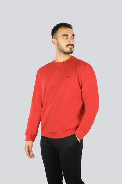 PAUL&SHARK Men's Regular Fit Cotton Metallic Logo Round Neck Long Sleeve Red Sweatshirt 15311864-636