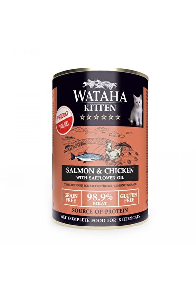 Wataha Conserva HUNT Kitten, 98.9% Carne, Cu Somon Si Pui, 400g