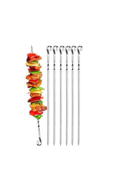 Bisbell سيخ شواء فولاذي، سيخ لحم للشواء، 38 × 4 سم، 12 قطعة، BB2792