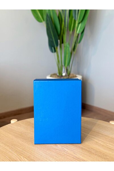 KOLİX Decorative Blue Cardboard Large-Medium Size Box Gift Box Wedding Box Rigid Box Groom-Dowry Box