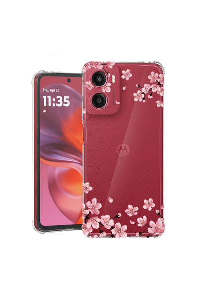 bestcase Carcasă spate antișoc pentru Motorola Moto E15, culori pastel - flor...