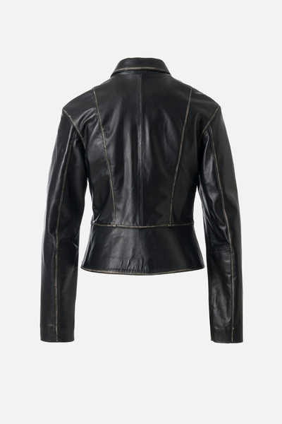 Dericlub Emma Women's Real Leather Coat Black/ White