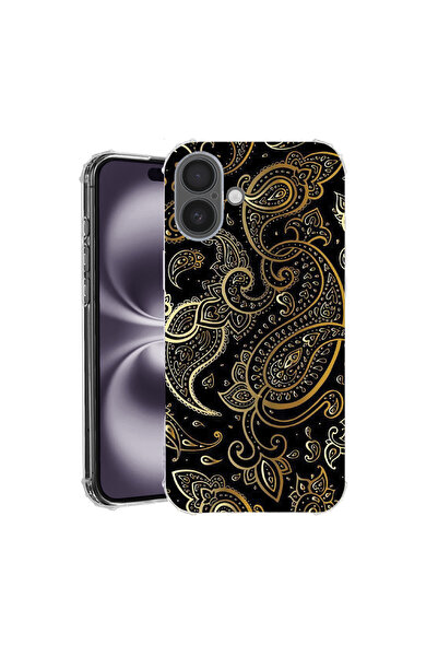 bestcase Αντικραδασμική θήκη πλάτης για Apple iPhone 16 Plus, χρυσό μοτίβο, A...