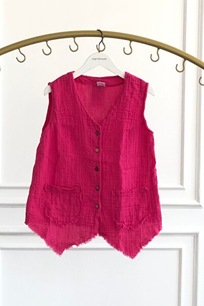 Yağmur Butik Önden Düğme Detaylı Cepken Yelek