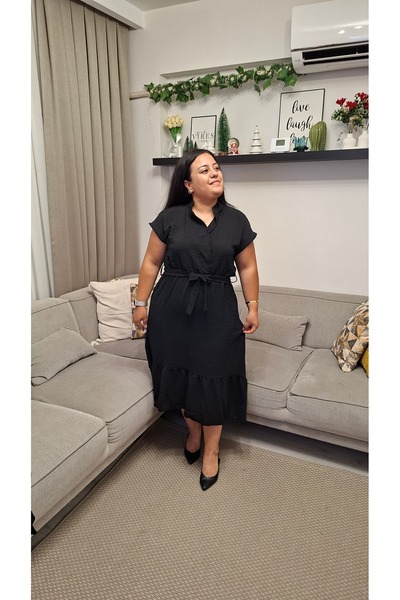 Butik Hakim Yaka Siyah Elbise