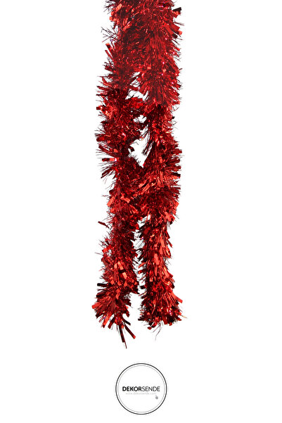 Dekorsende شريط زينة رأس السنة باللون الأحمر اللامع مقاس 200x11 سم