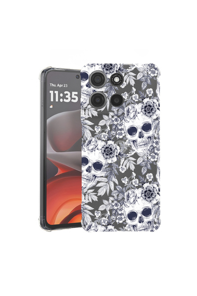 bestcase Carcasă spate antișoc pentru Motorola Moto G75, model craniu alb-neg...