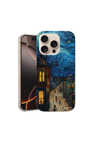bestcase Αντικραδασμική θήκη πλάτης για Apple iPhone 16 Pro, Van Gogh City Li...