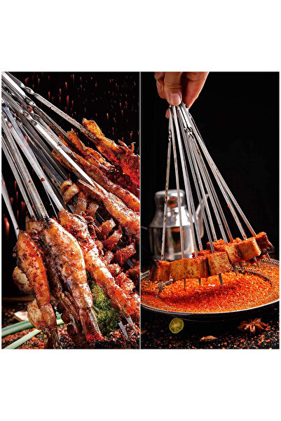 Bisbell سيخ شواء من الفولاذ المقاوم للصدأ، سيخ لحم للشواء، 50 × 7 سم، 6 قطع، BB2793