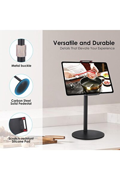 Coverzone Tablet Standı - 360° Döner, 90° Ayarlı, 44cm Yükseklik, Alüminyum Alaşım, 14 inç’e Kadar J2