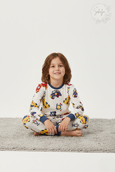 Zekalya Set de pijamale pentru băieți cu model de mașini - țesătură interlock din bumbac