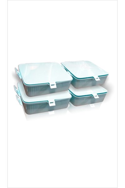 M3DECORİUM Two 2-Piece Large 15X15 cm Multi-Compartment School Children's Lunch Storage Container Box Plate Leak-Proof Lid Kindergarten Nursery Sandwich Fruit Box Set