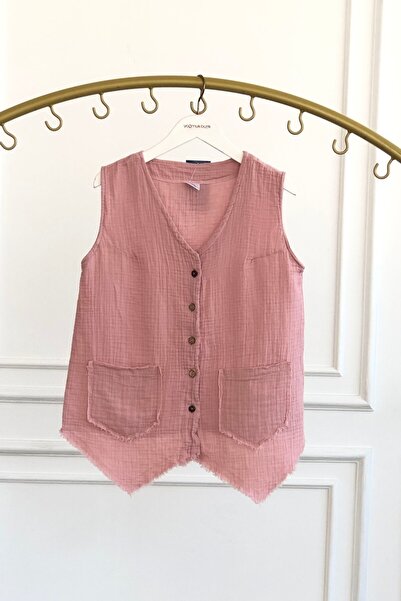 Yağmur Butik Γιλέκο Cepken με λεπτομέρεια κουμπιών μπροστά