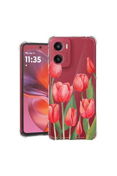 bestcase Carcasă spate antișoc pentru Motorola Moto E15, Lalele roșii, 198824...