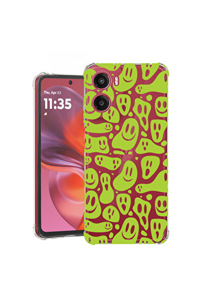 bestcase Carcasă spate antișoc pentru Motorola Moto G05, verde acid smiley, 1...