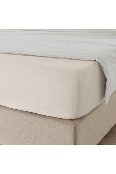 IKEA DVALA Fitted sheet, beige, 160 x 200 cm
