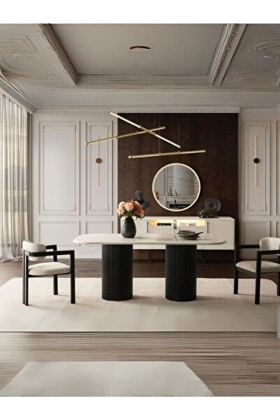 Gazzini Furniture Tizma İskandinav Ahşap Masa Sandalye Takımı 90x200