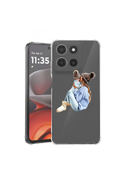 bestcase Carcasă spate antișoc pentru Motorola Moto G75, mamă fată cu băiat, ...