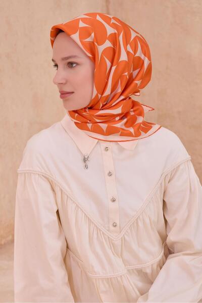 Belli Tivil Pure Silk Scarf 4117 - 31 Πορτοκαλί Μικτό σχέδιο