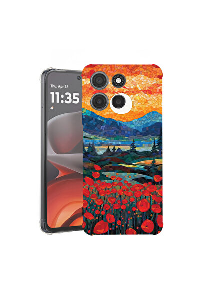 bestcase Carcasă spate antișoc pentru Motorola Moto G15, maci în apus de soar...