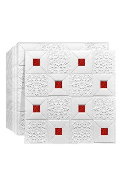 HOZRO Set 100x Tapet 3D autoadeziv HOZRO, Model pentru Tavan/Perete, design modern, Alb/Rosu