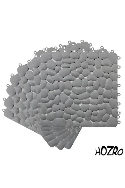 HOZRO Set 2 Antislip Mats HOZRO, Modular Design with Stone Texture, Grey