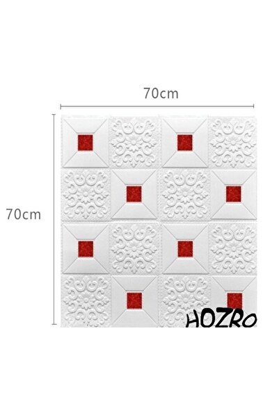 HOZRO Set 100x Tapet 3D autoadeziv HOZRO, Model pentru Tavan/Perete, design modern, Alb/Rosu