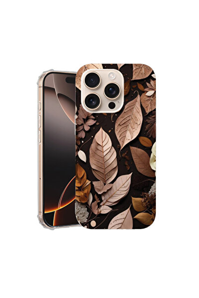 bestcase Carcasă spate antișoc pentru Apple iPhone 16 Pro, model pene de toam...