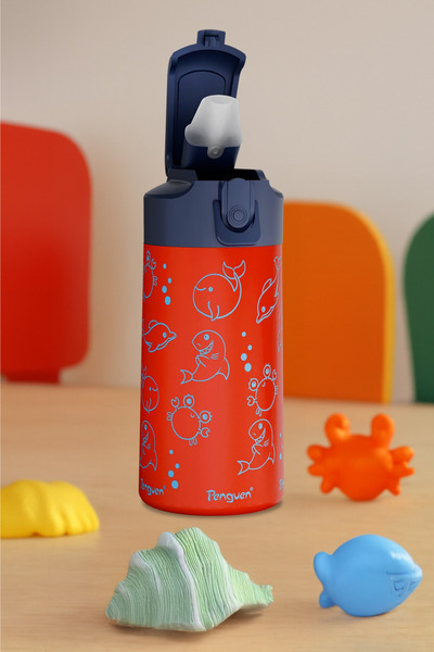 Penguen 500ml Children's Water Bottle |   Stainless Steel |   With Straw |   Bpa-Free |   With Leak-Proof Lid