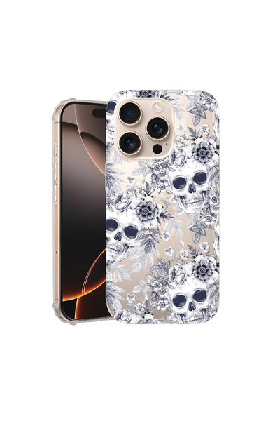 bestcase Удароустойчив калъф за Apple iPhone 16 Pro Max, цвят Череп и бял, AS...