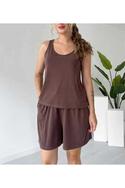 Lavanta Giyim YUMUŞAK DOKU GENİŞ KESİM ŞORTLU İKİLİ TAKIM