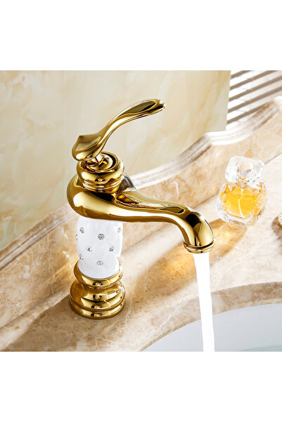 KAVİTİCARET Fleko Rustic Model Gold Colored Sink Faucet