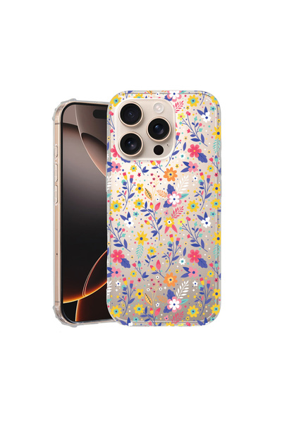 bestcase Αντικραδασμική θήκη πίσω μέρους για Apple iPhone 16 Pro, μοτίβο λουλ...