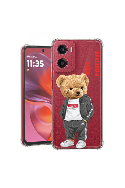 bestcase Carcasă spate antișoc pentru Motorola Moto E15, Stay Positive - Tedd...