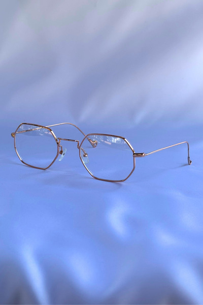 Begondio Altıgen Şekilli Unisex Retro Gözlük