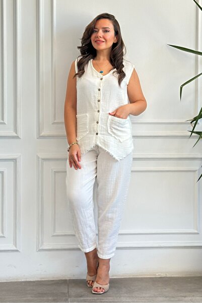 Yağmur Butik Γιλέκο Cepken με λεπτομέρεια κουμπιών μπροστά