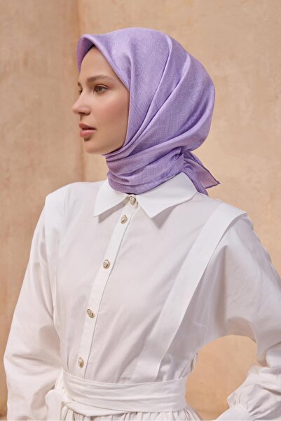 Belli Eșarfă Tivil Pure Silk 4110 - 52 Liliac cu model mixt