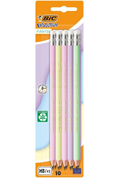 Bic Set 10 creioane grafit cu radiera Evolution Pastel