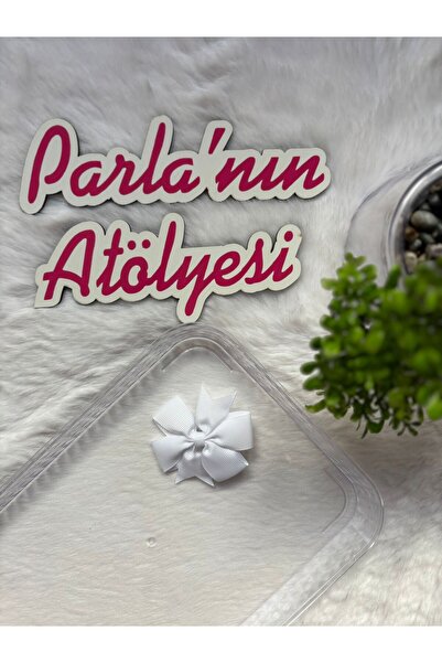 SOFT ac de păr alb cu fundă cu clemă de crocodil