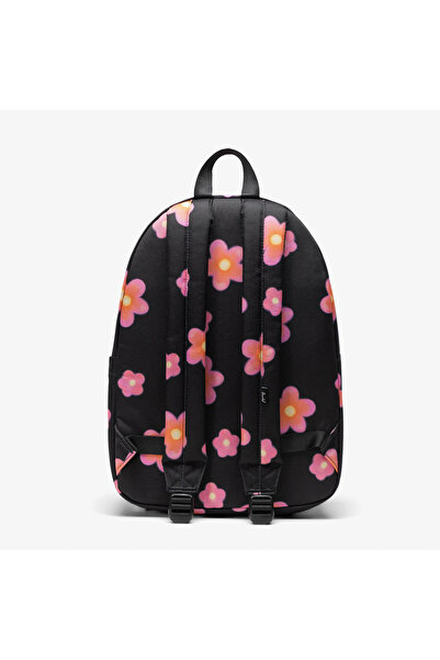 herschel Classic Pink Flowers Unisex Black Backpack