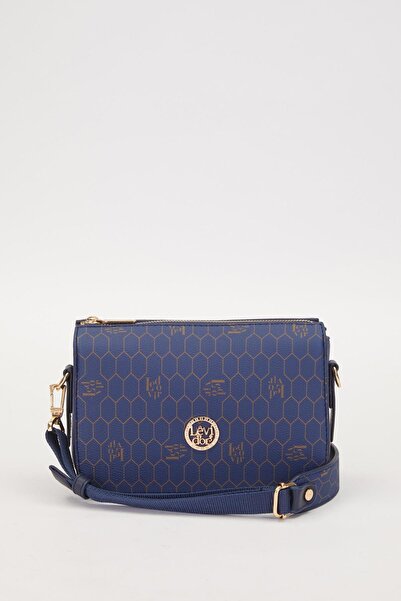 Levidor Lacivert Gizlli Bölmeli Petek Desen Omuz Çantası