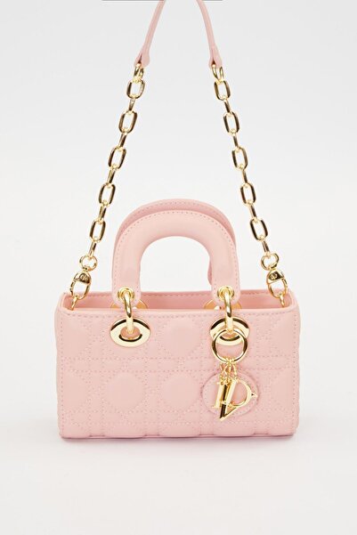 Levidor Pink Gold Chain Detailed Shoulder Bag